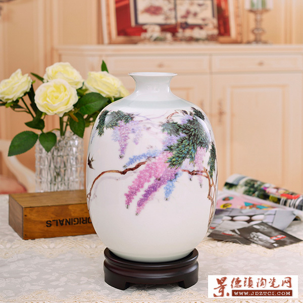景德鎮(zhèn)陶瓷花瓶擺件工藝品書房玄關(guān)擺設(shè) 萬紫千紅瓷瓶瓷器